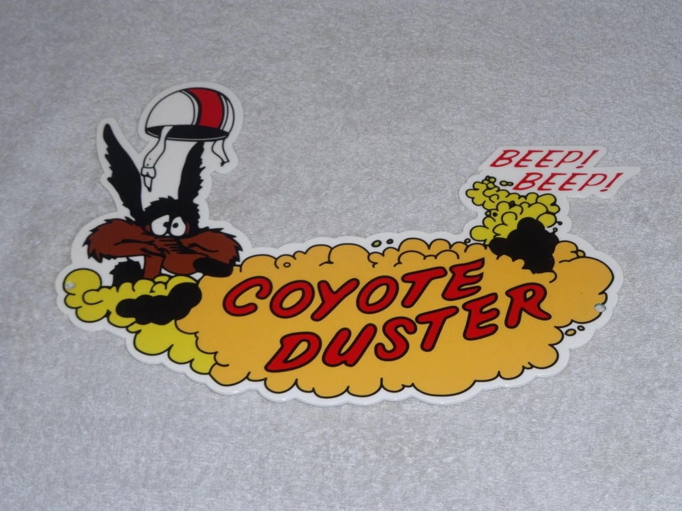 DE COLECCIÓN PLYMOUTH ROAD RUNNER PLUMERO COYOTE 12" METAL GASOLINA Y ACEITE LETRERO WILE E. Foto 3 de 4