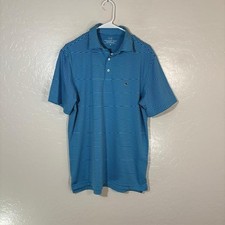 Vineyard Vines Polo Shirt Mens Medium Blue Stripe Performance Golf Stretch Top