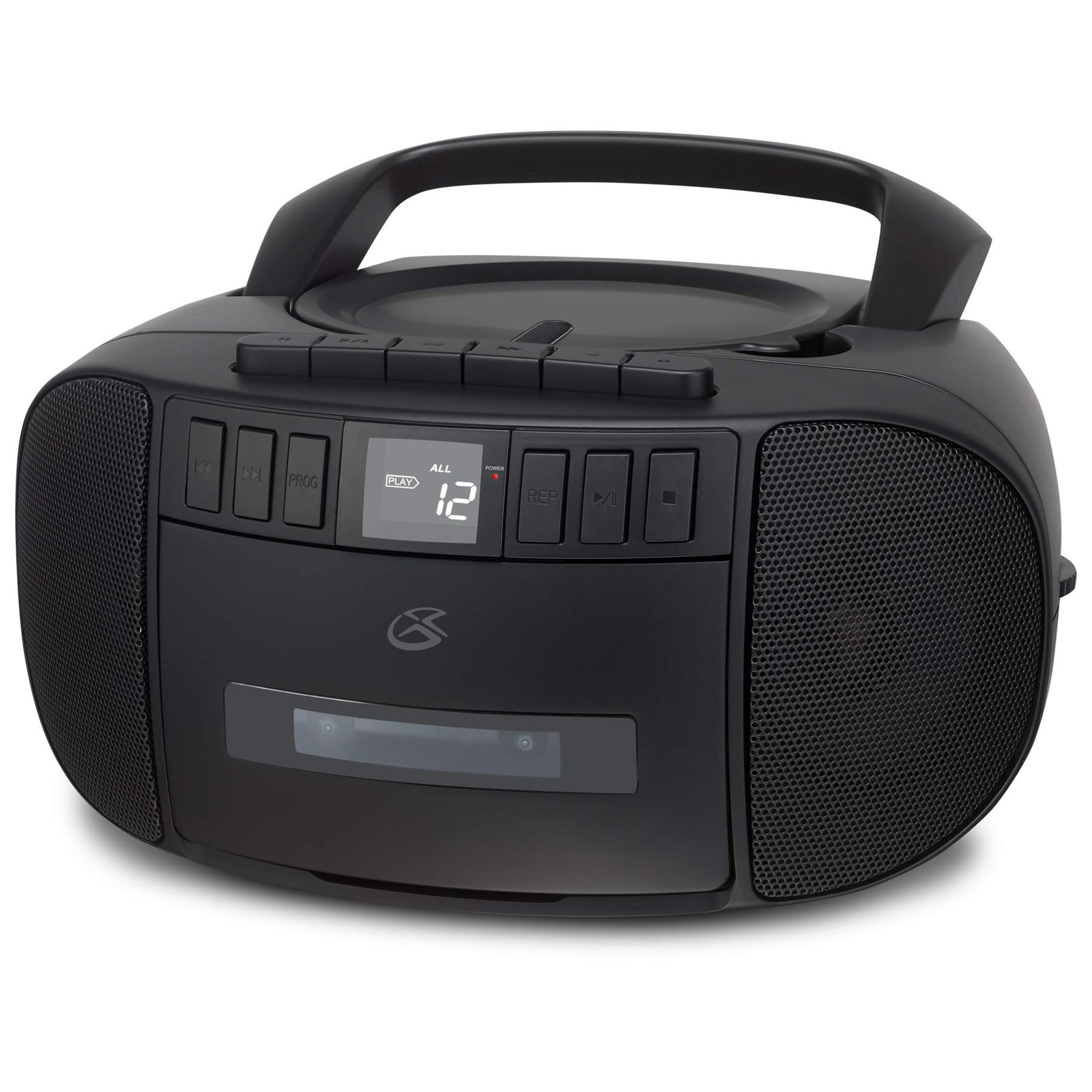 GPX BCA209B Portable Am/FM Boombox with CD and Cassette Play