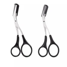 2 PCS Eyebrow Trimmer Scissors With Comb Men Women Eyebrow Shaping Grooming Kit