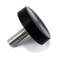 4 PCS 1/4-20 x 5/8 Inch Thumb Screw Stainless Steel Black Knurled Round Knob