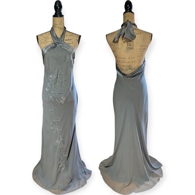 90s Y2K 100% Silk Monsoon Long Grey Beaded Dress UK 12/14 (US 10) | eBay