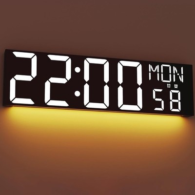 30'' Large Digital Wall Mount Clock with Remote Control, Alarm, Auto DST
