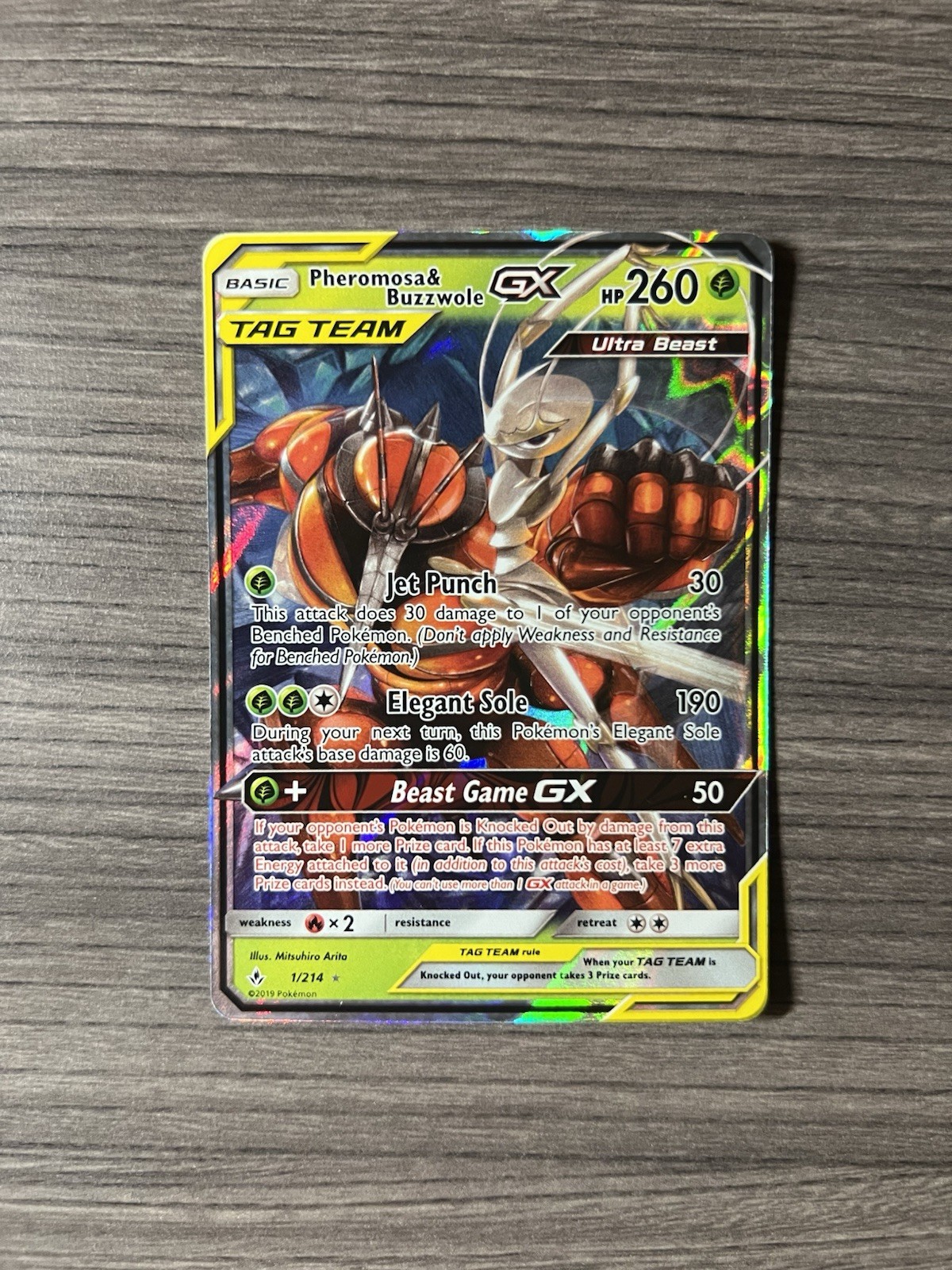 Pheromosa & Buzzwole GX 1/214 TAG TEAM Pokémon Unbroken Bonds NM