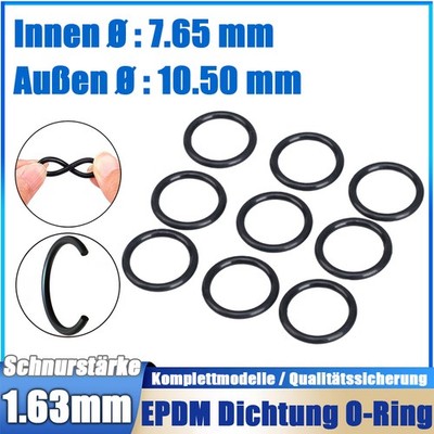 Gummi EPDM O Ring Dichtungen 10.91 x 7.65 x 1.63 mm Nullring Dichtring Schwarz