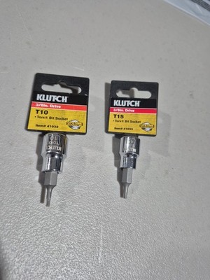 Lot Of 2 New Klutch 3/8 Drive T15 And T10 Torx Bit Sockets