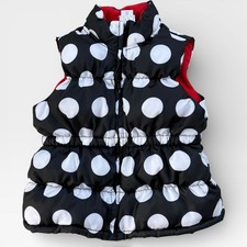Gymboree Kids Black White Polka Dot Puffer Vest Red Fleece Lined Girls Sz M 7-8