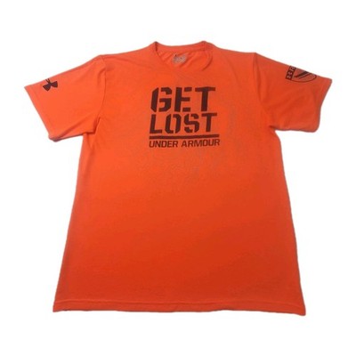 Under Armour Heat Gear Shirt Mens Size Large Orange Short Sleeve Regular Fit Top