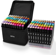 80 Colors Dual Tip Alcohol Markers Set for Art, Sketching, and Coloring