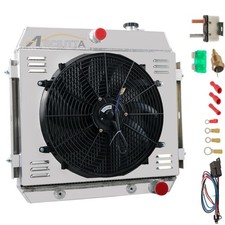 4 Row Aluminum Radiator for 55-57 Chevy Nomad Bel Air V8 Shroud Fan Relay Kits