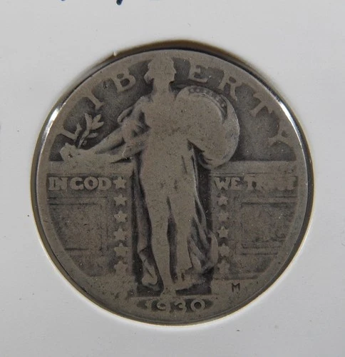 1930 Standing Liberty Quarter 90% Silver US Coin Strong Date AG-G Details