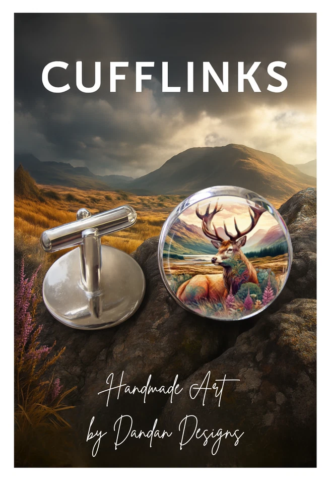 Gemelos de ciervo hechos a mano Reino Unido 16 mm plateados regalo en caja ciervo obras de arte únicas Foto 2 de 2