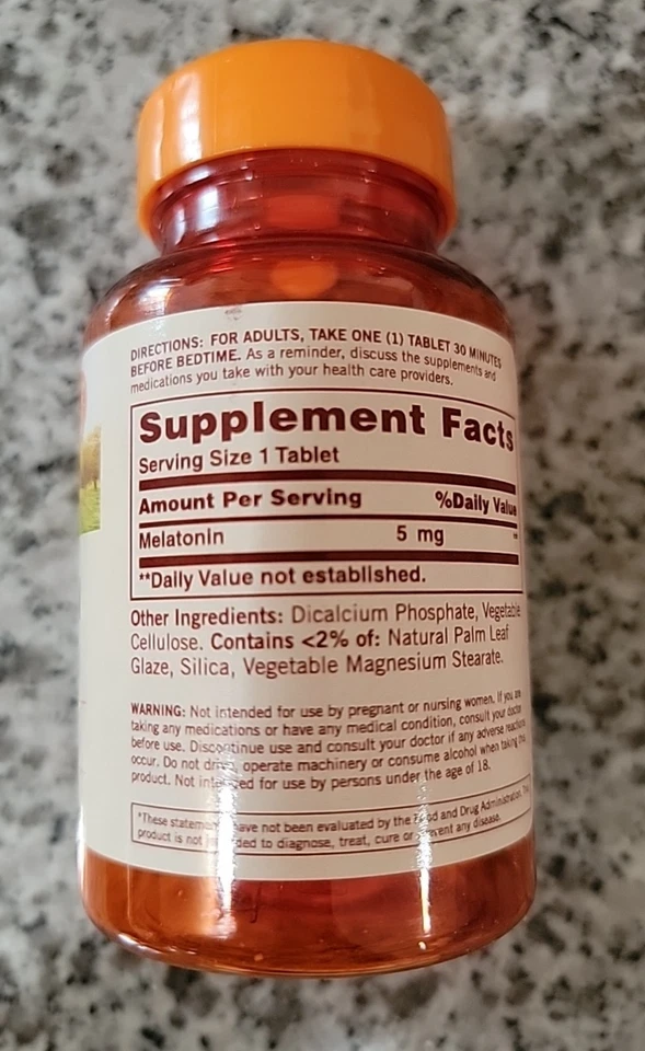 3 Sundown Natural Melatonin 5 mg, Drug-Free Sleep Aid, 90 Coated Tablet Exp 7/27 - Image 3 of 4