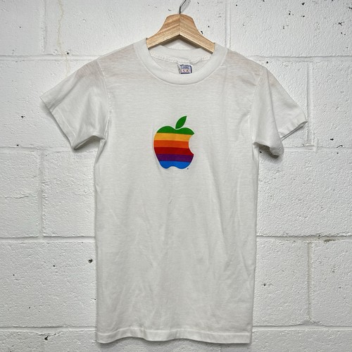 Mackintosh, Vintage 80’s Apple Rainbow Mackintosh Logo T-Shirt “White” Men’s Small