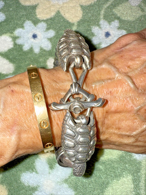 Nagual ~ Joseph Bortoli ~ MayAzteca ~ Heavy Sterling & Leather Toggle Bracelet