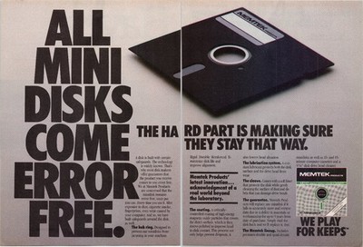 Memtek 2 Pg Print Ad 1983 Vintage Mini Disk Technology Collectible
