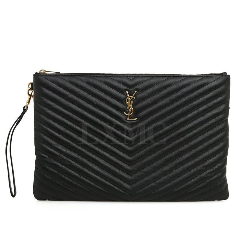 Pochette Saint Laurent Chevron trapuntata monogramma nera 440222 73423598
