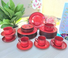 Villeroy & Boch Cordoba Red Dinner Set Dining Plates Cups Saucers 34 Pieces