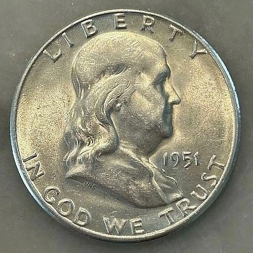 1951-S Franklin Half Dollar, Very Fine, 11.25 Grams of Silver