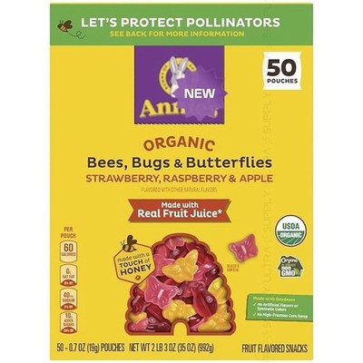 Annie's Organic Bees, Bugs & Butterflies Fruit Snacks Strawberry Raspberry Appl 