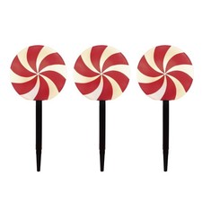17" 3 Pack Candy Swirl Yard Stakes Warm White LED Christmas Outdoor Yard Decor