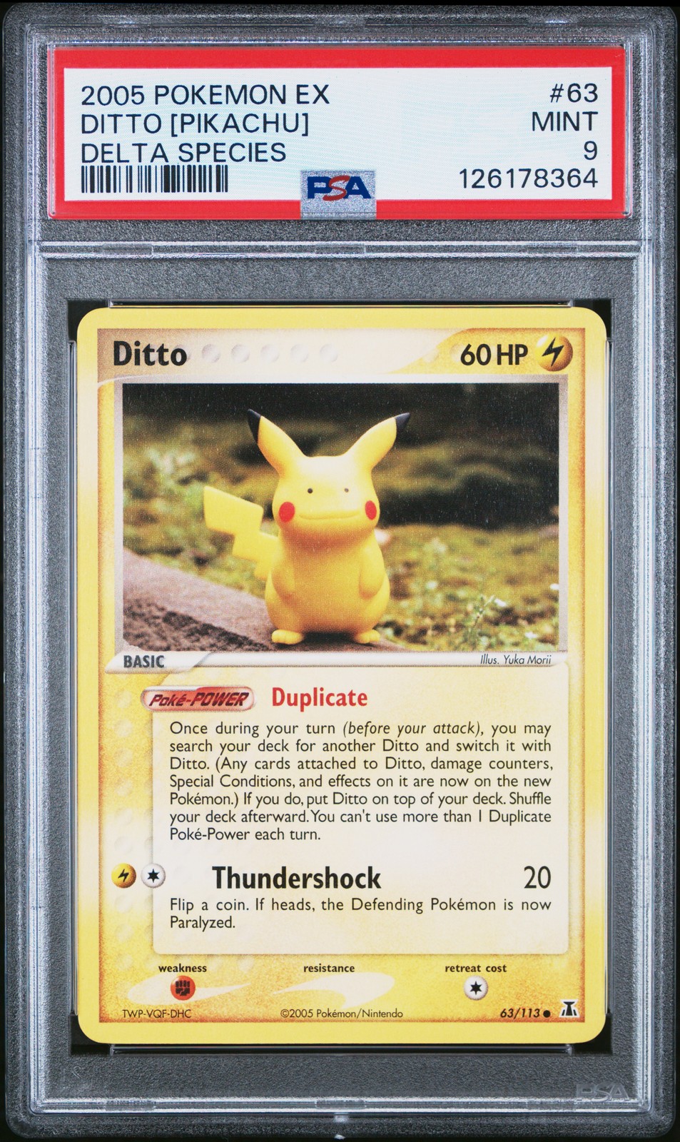 2005 POKEMON EX DELTA SPECIES #63 DITTO [PIKACHU] PSA 9