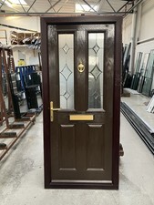 Composite Front Door Used Brown On White With Bevelled Glass