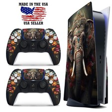 PS5 Disc Version Console  Controller Vinyl Skin Decal Wrap - Elephant