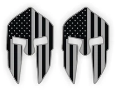 Pair Spartan Helmet Stealthy Black Ops Flags Hard Hat Decals | Stickers Tactical
