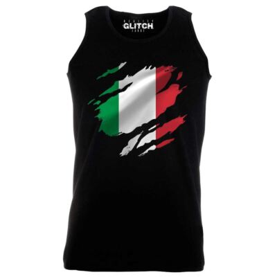 Canotta Uomo Bandiera Italia - Vest Summer Per Calcio E Tempo Libero, 100% Cotone - Foto 3