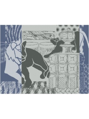Tischsets  GARNIER THIEBAUT 4er Set SAFARI LOUNGE BLEU NUIT
