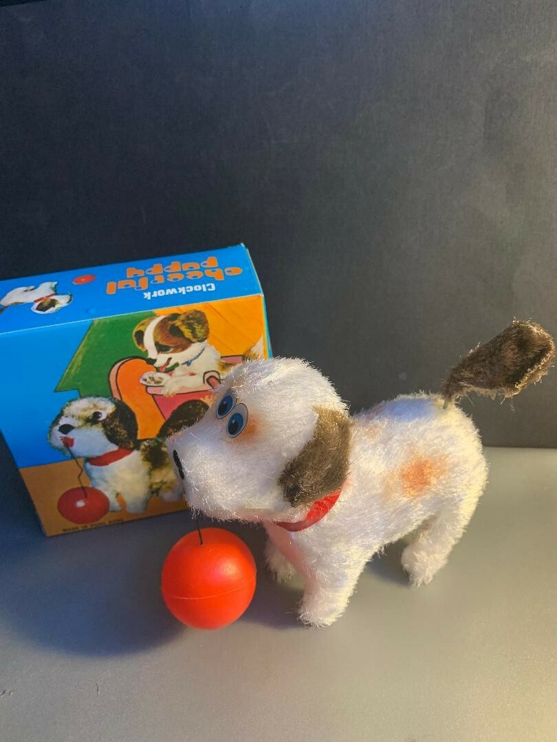 Clockwork CHEERFUL PUPPY Small Wind Up Toy Dog (Dark Brown) | eBay