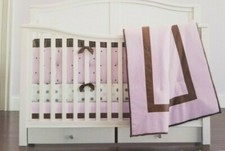 Tiddliwinks Luxe 100 Cotton Pink  Brown Circles Fitted Crib Sheet NIP