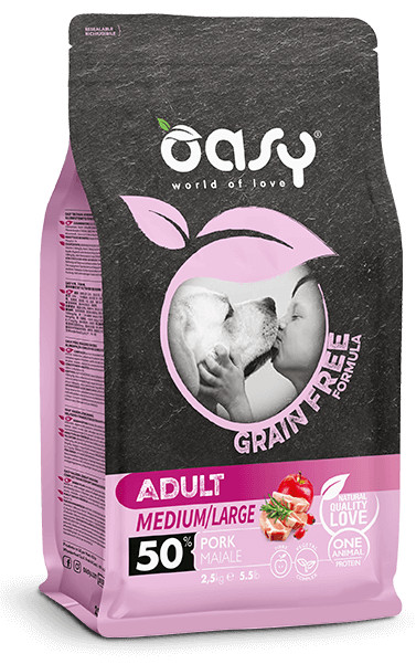 Oasy Grain Free Maiale 12kg | Crocchette per Cani Sensibili | Prezzo Speciale