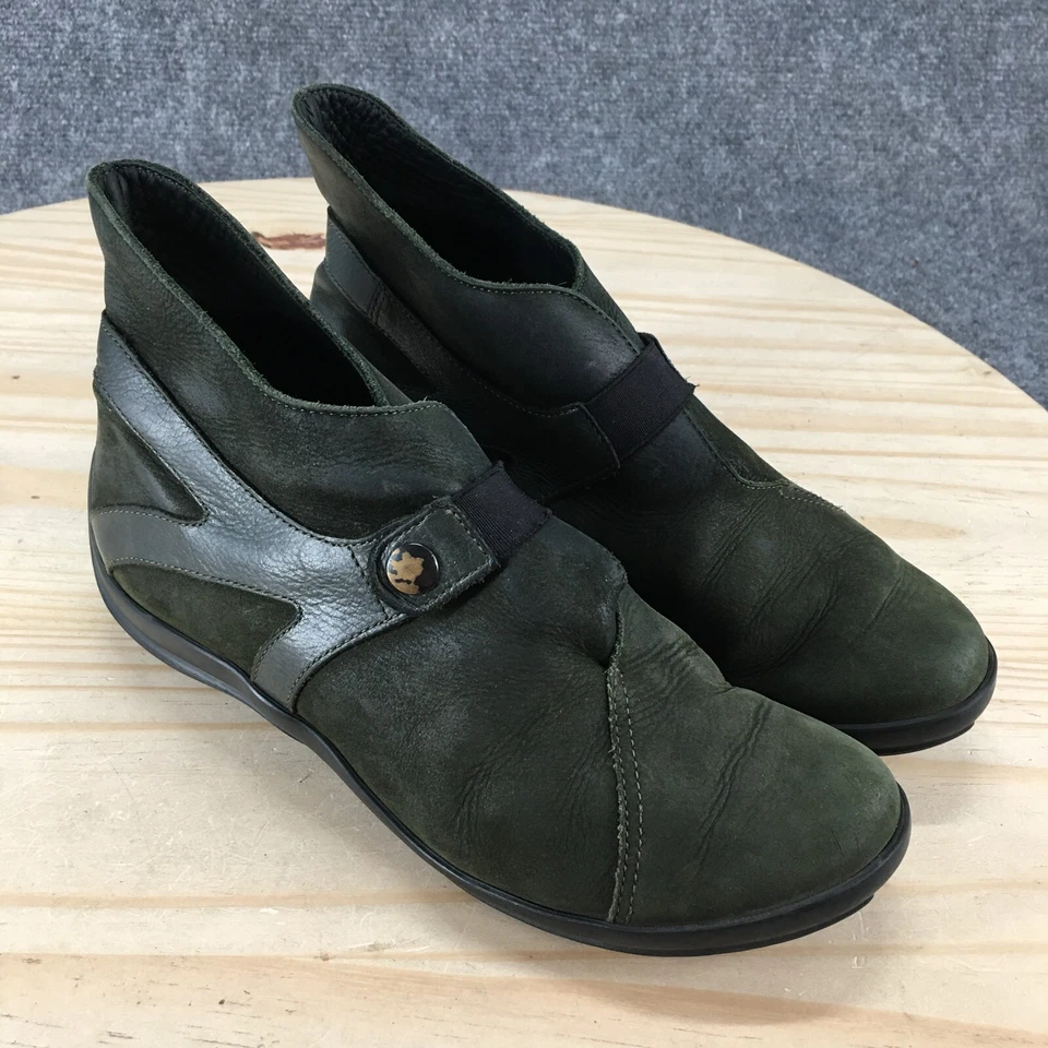 Botas Arche Mujer 5 Botines Cuero Verde Oliva Pull On Punta Redonda Informales Foto 3 de 4