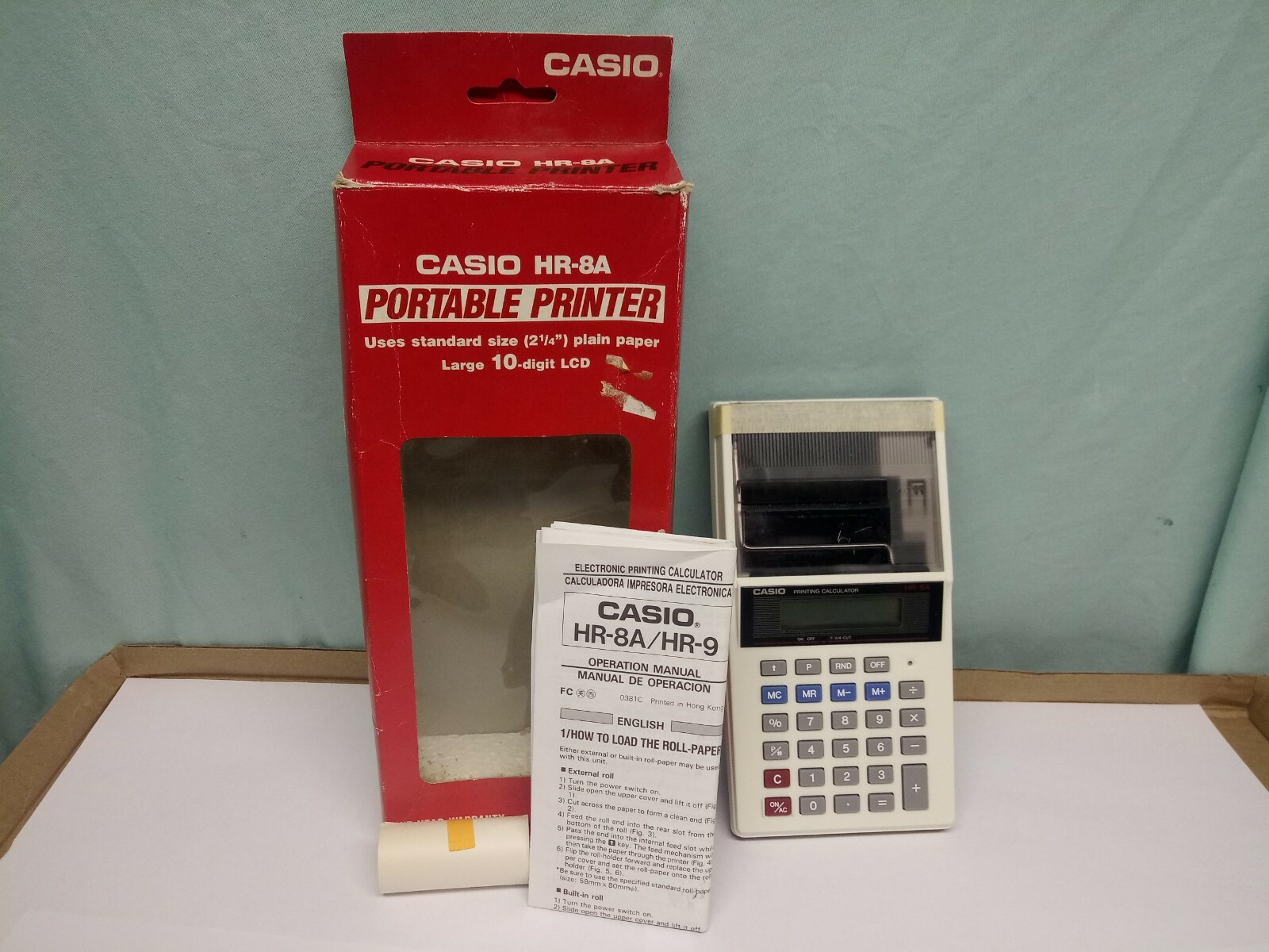 Vintage CASIO Printing Calculator HR-8A 10 Digit Display new open box dL45