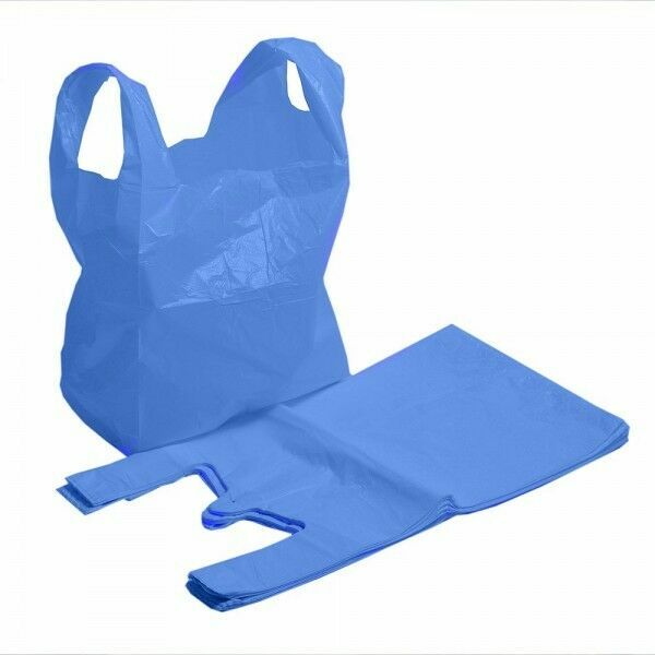 200 Sacchetti Porta Gilet In Plastica - Righe Blu/Bianco O