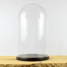 Large Handmade Mouth Blown Glass Dome with Wooden Base H:50x30 cm