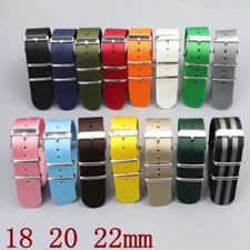 Single Pass Nylon Canvas Watch Strap Band Diver Sport18/20/22/24mm Multicolored