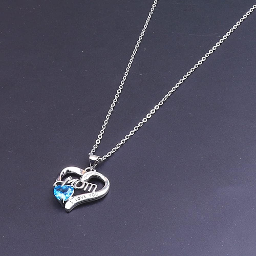 Silver Stainless Steel "I Love You Mom" Heart Pendant Necklace Mothers Day Gift - Picture 3 of 5