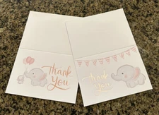 Baby Nest Designs Elephant Pink Girl Thank You Cards Envelopes Stickers