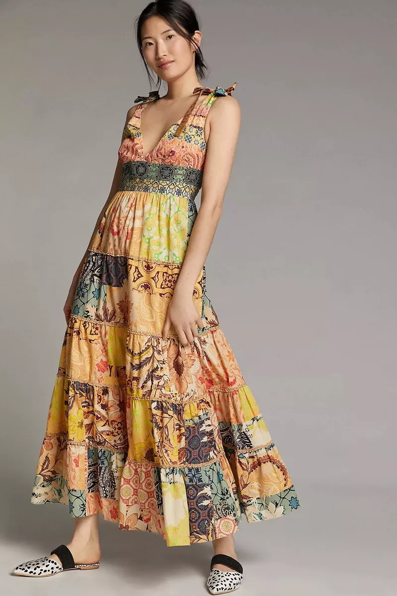 patchwork maxi dress