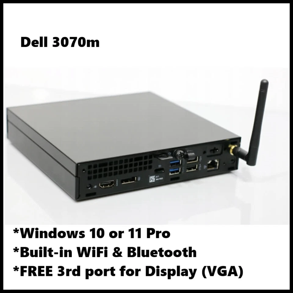 DELL 3070 Micro i7-9700 2TB SSD 64GB RAM HDMI DP  Desktop PC VAT WiFi Bluetooth - Image 3 of 4