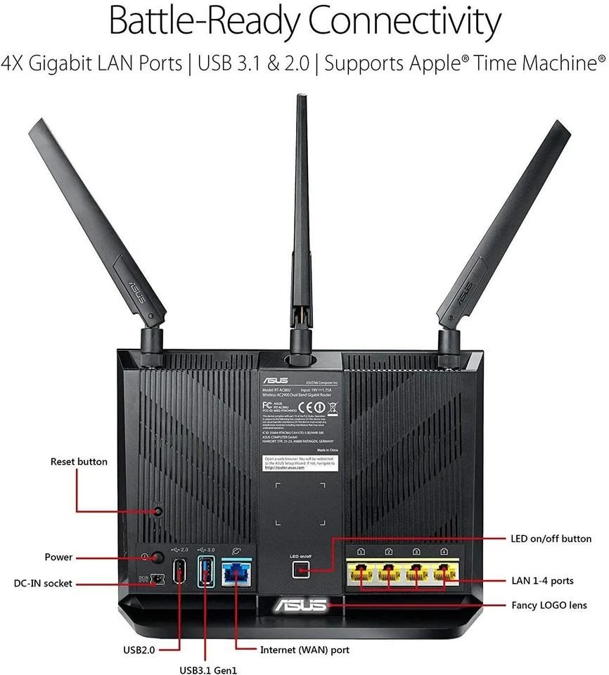 ASUS AC2900 WiFi Dual-band Gigabit Wireless Router (RT-AC86U) New  - Image 2 of 4