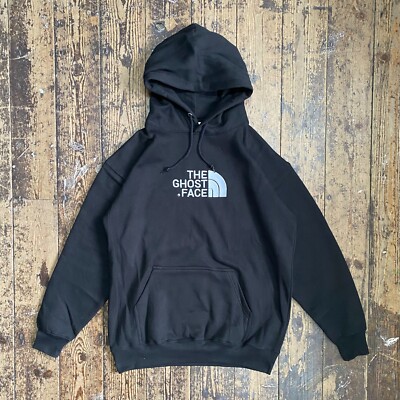 Actual Fact The Ghost Face Big Embroidery Hip Hop Black Hooded Sweatshirt