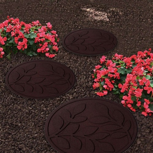Garden Recycled Stepping Stones Scroll with LEAF design, Rubber hard wearing - Picture 2 of 44