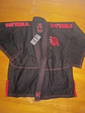 Sanabul Essentials V.2 Ultra Light BJJ Jiu Jitsu Gi w/ Pants Size A1 Black Red