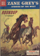 Zane Grey  s "Roundup" Stories of the West 27, Dell 1955 Fine Higher Grade