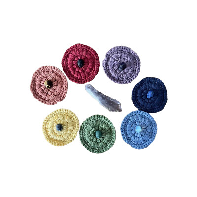 7 Piece Crochet Chakra Mediation Set -  Yoga Energy Centers - 100% Cotton