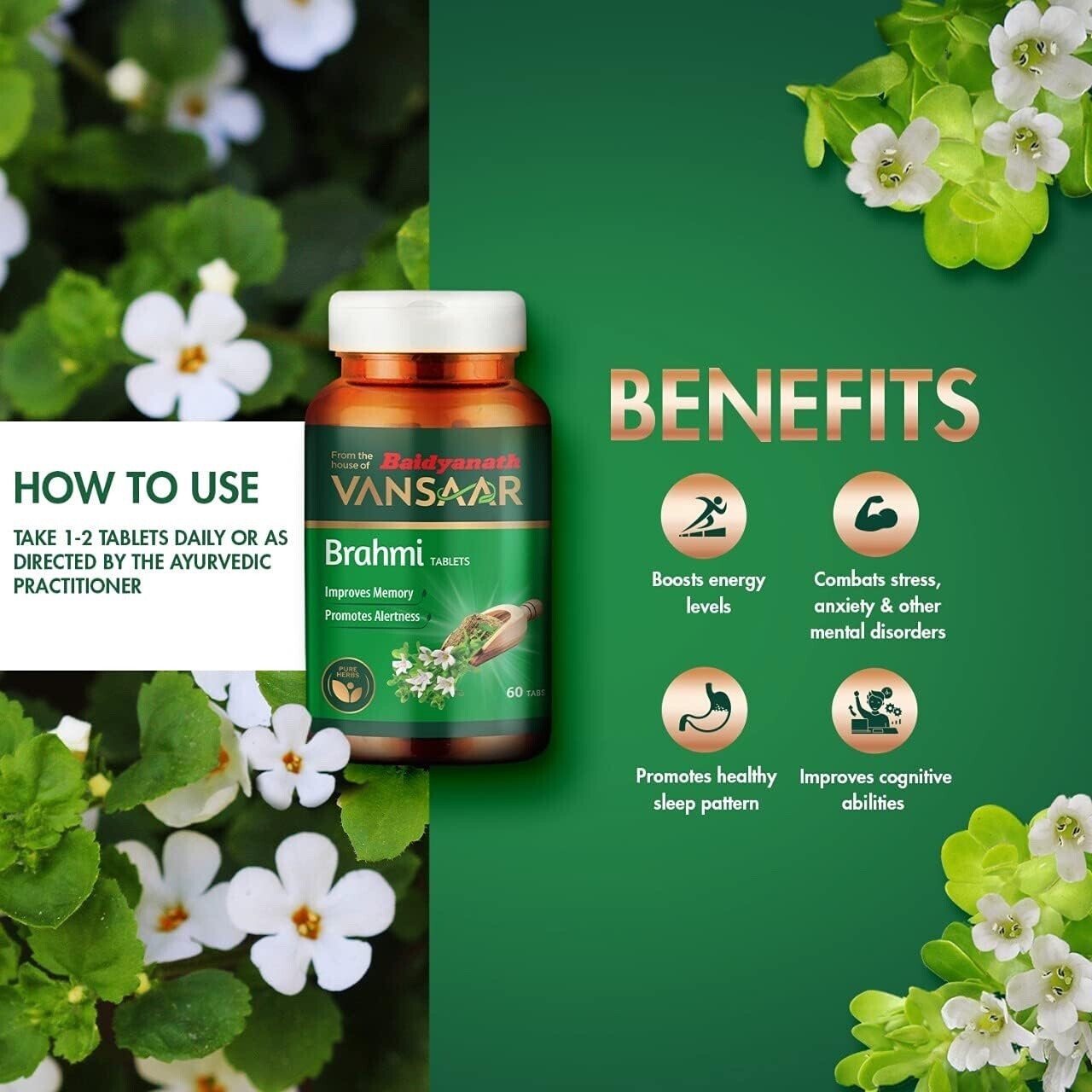 Baidyanath Vansaar Brahmi Tablets (60tab) | Herbal Ayurvedic Mind Wellness